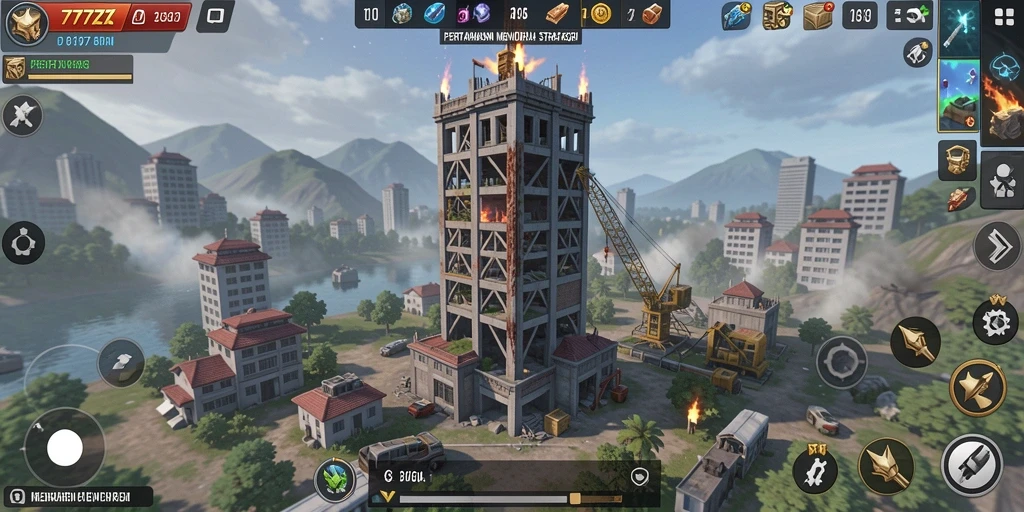 Screenshot menunjukkan aksi pertahanan menara yang mengesankan dalam 777ZX.