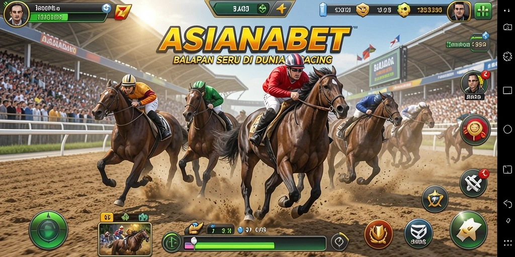 Tampilan utama gameplay ASIANABET yang menampilkan balapan seru.