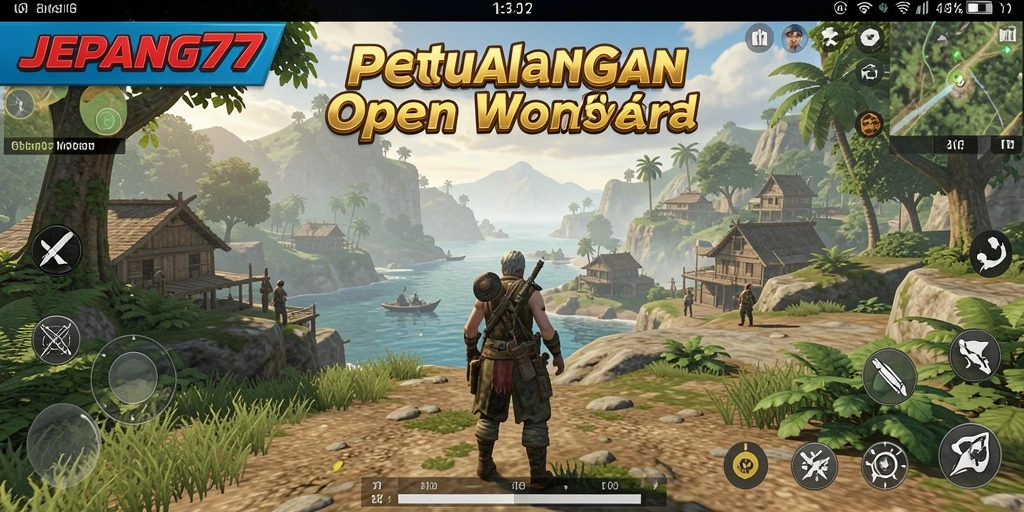 Screenshot gameplay JEPANG77 yang menampilkan petualangan Open World.