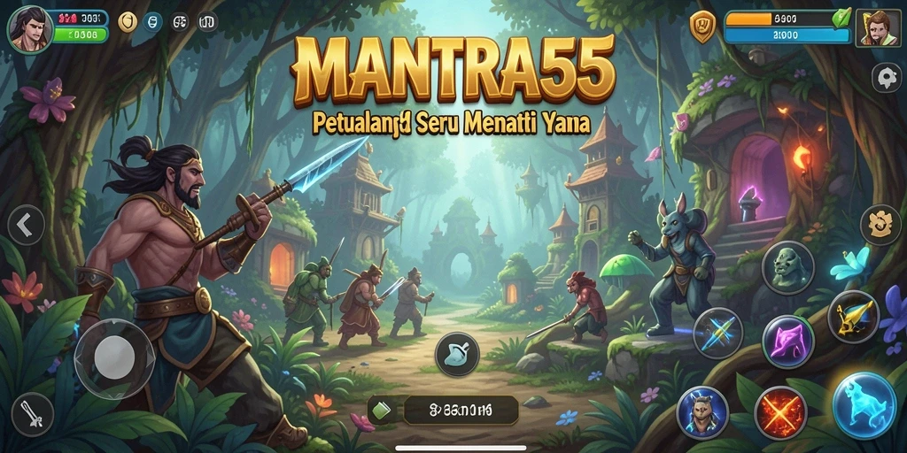Tangkapan layar utama MANTRA55 menampilkan suasana permainan yang mendebarkan.