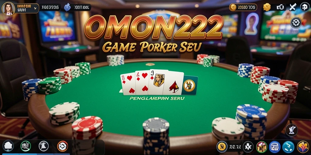Screenshot OMON22 menampilkan gameplay poker yang menegangkan dan menarik.