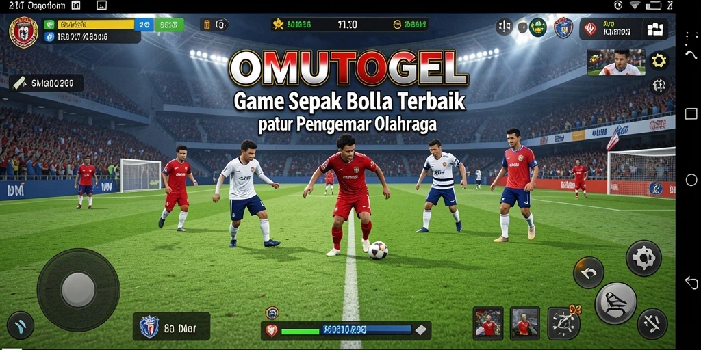 Tangkapan layar gameplay OMUTOGEL yang menampilkan aksi sepak bola seru.