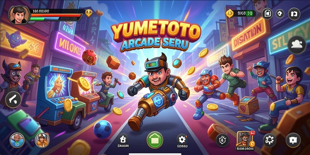Tampilan screenshot gameplay YUMETOTO yang penuh aksi dan warna-warni.